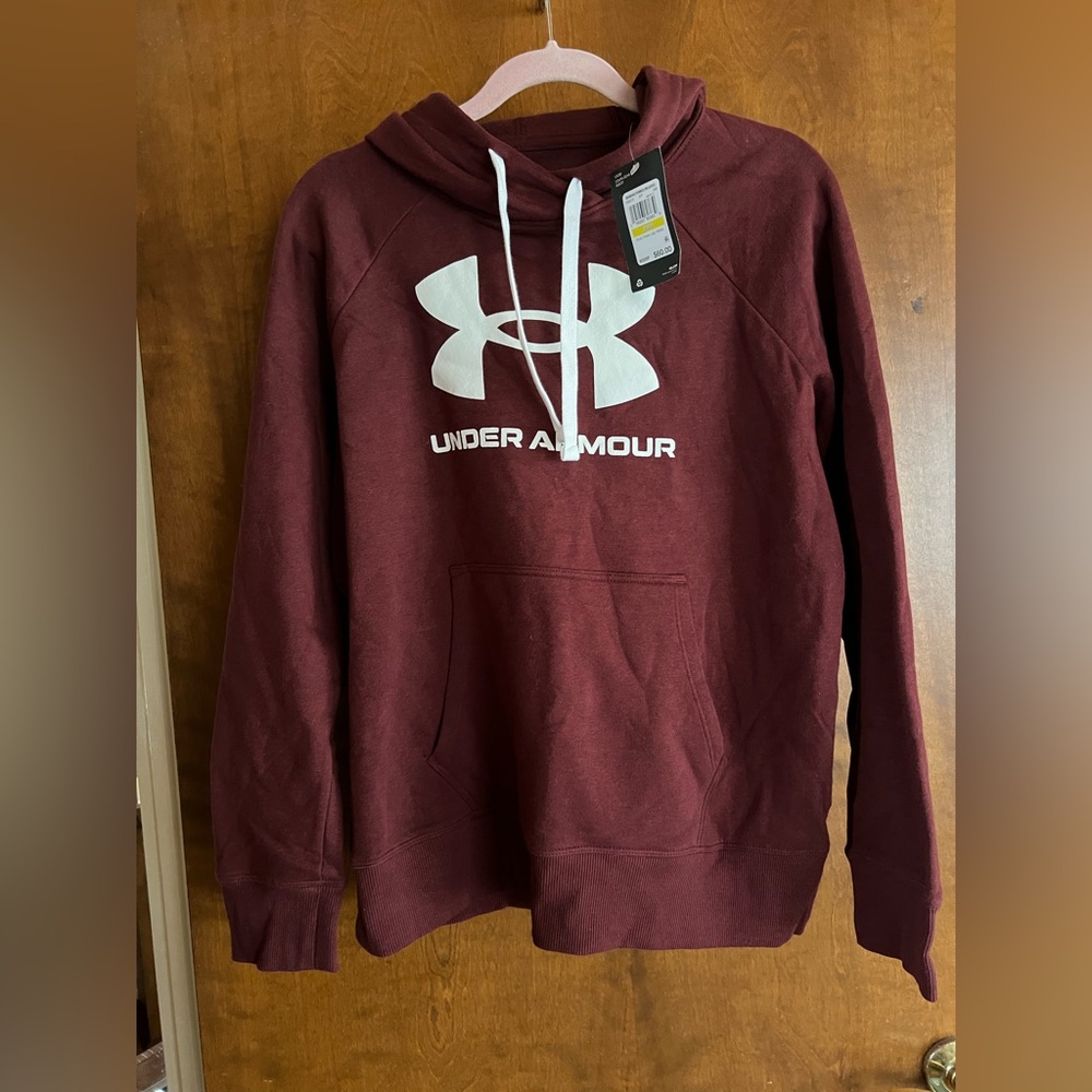 Under Armour Burgundy Hoodie with White Detail